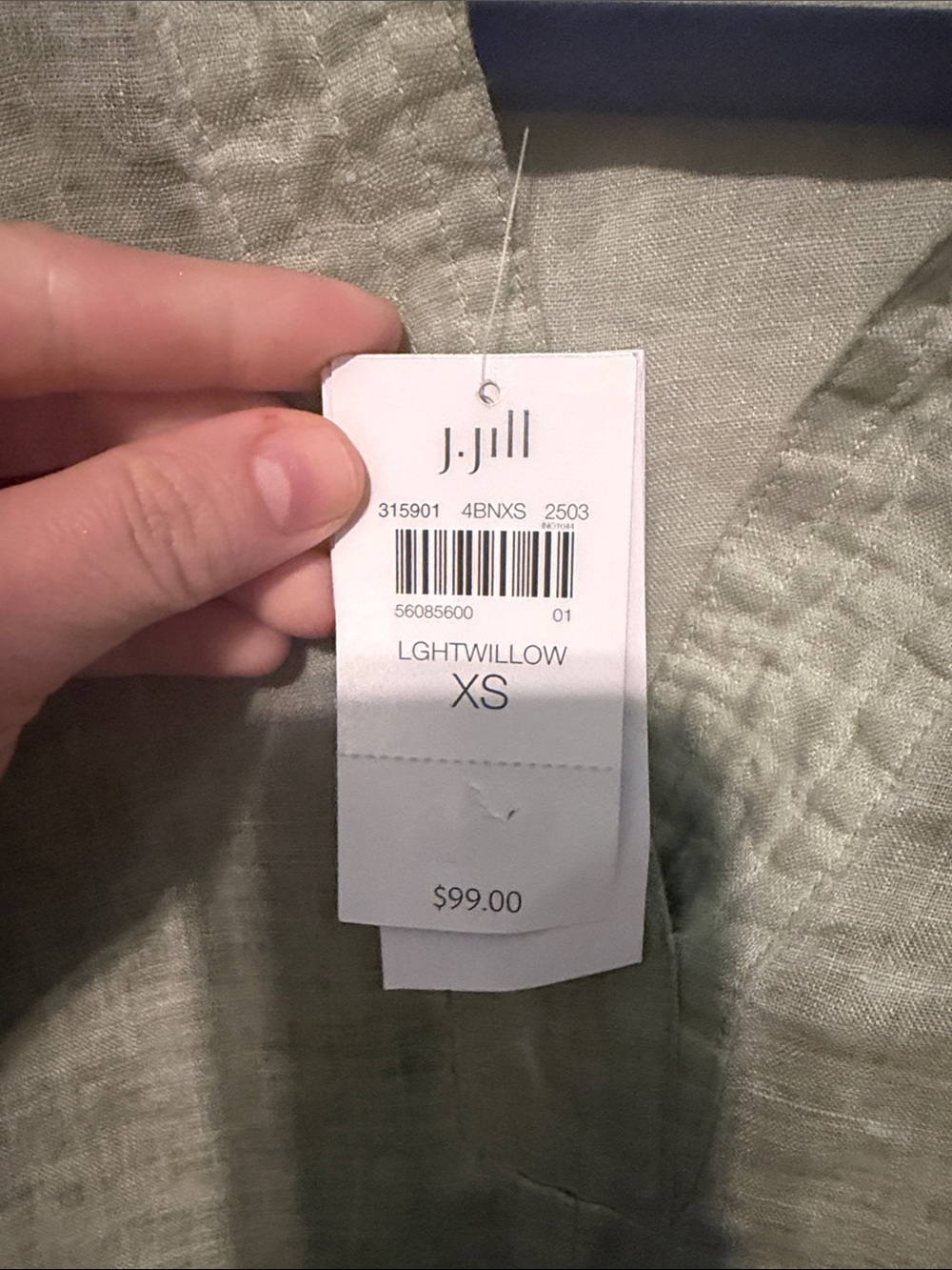 NWT J. Jill Love Linen 100% Linen Tunic in Soft Sage Green Light Willow Size XS - Picture 3 of 9
